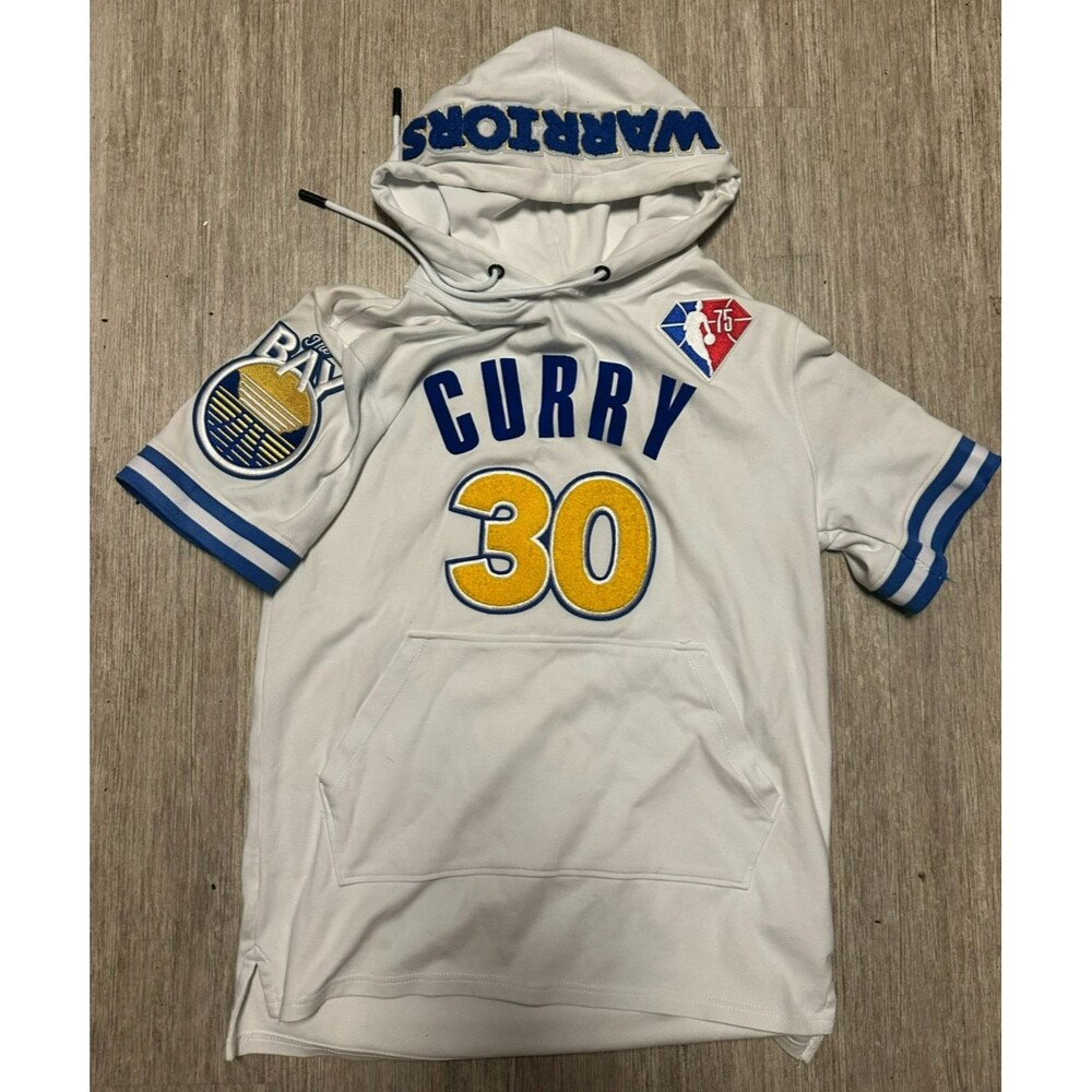 STEPHEN CURRY 30 WARRIORS PRO STANDARD NBA 75th SHORT SLEEVES HOODIE Sz M